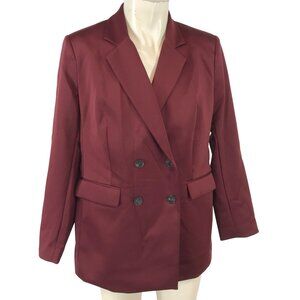 EXPRESS ~ WOMEN XL ~ MAROON DOUBLE BREASTED SUPER SOFT DOUBLE KNIT BLAZER JACKET